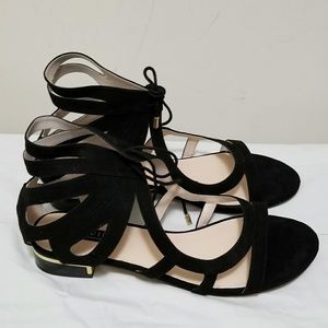 Elloqui New Black Suede Sandals 11W